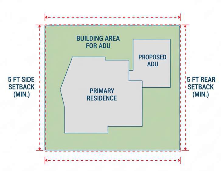 Diagramme des exigences de marges de recul pour la construction d'une UHA