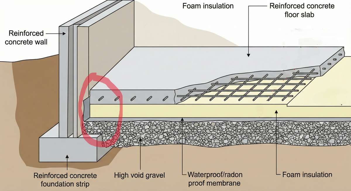 Chopping the edge off a structural floor slab to install internal drains in a basement is not a job for an amateur or a contractor who isn't prepared to guarantee their work.