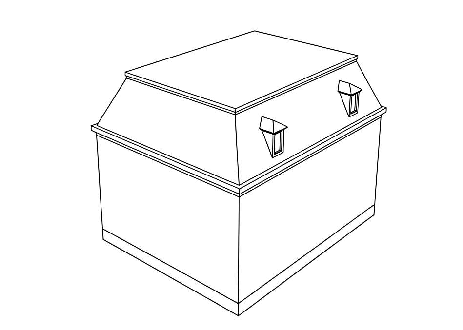 Simple line drawing of a mansard roof