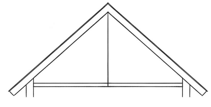 A line drawing of a gable roof