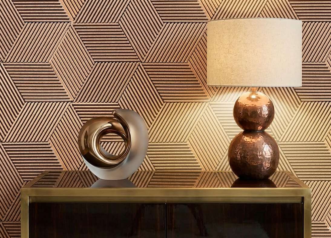 wooden acoustic panels on a wall to absorb sound