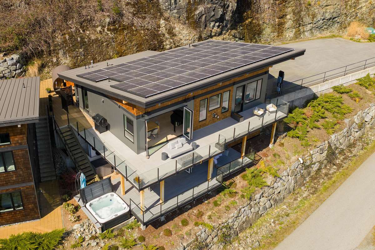 A high-performance 24kW solar array on a rooftop on Bowen Island.