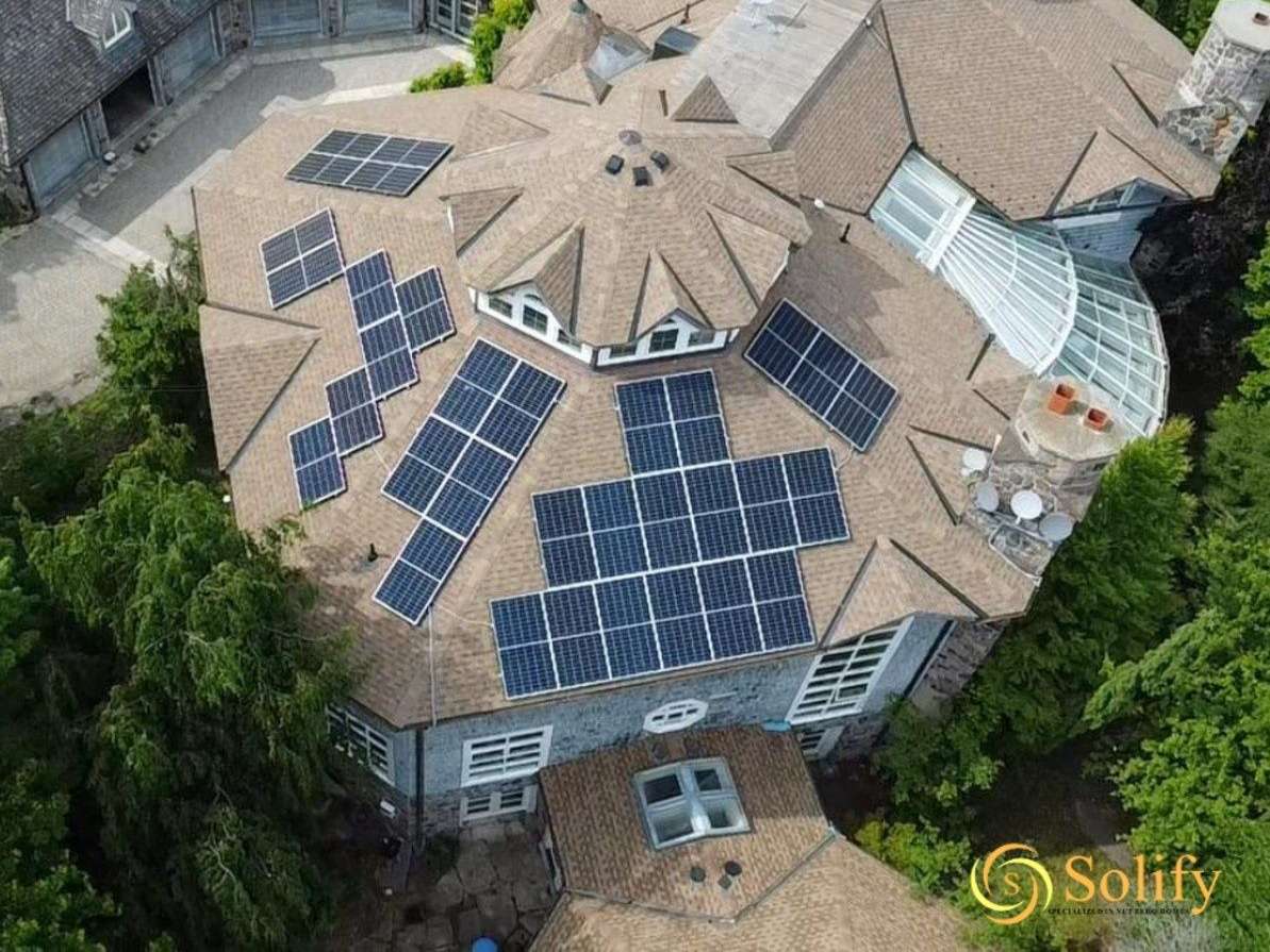 Rooftop solar panel installation on a modern residential home 